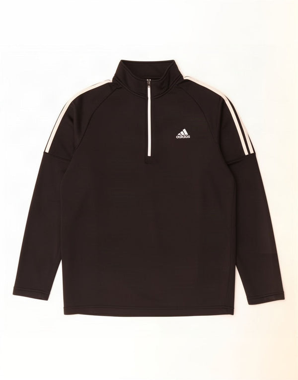 Adidas Uomo Zip Neck Pullover Tuta Top XL Nero Poliestere