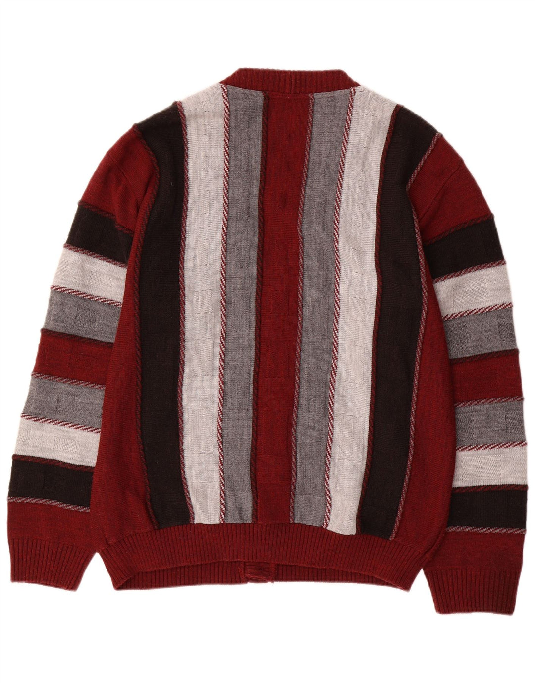 Maglione cardigan da uomo vintage grande acrilico a righe multicolori