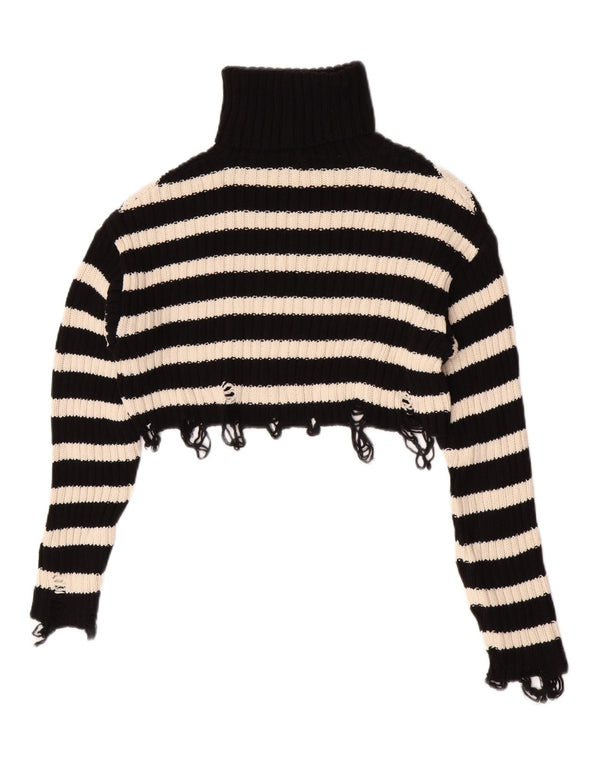 Maglione corto da donna Zara con collo alto, UK 10, piccolo, a righe nere