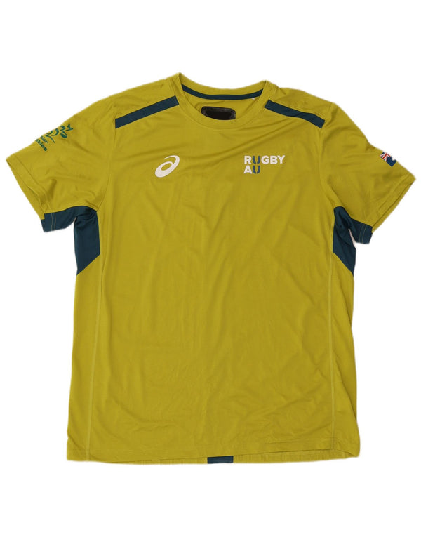 T-shirt grafica da uomo Asics Top 2XL Poliestere color block giallo