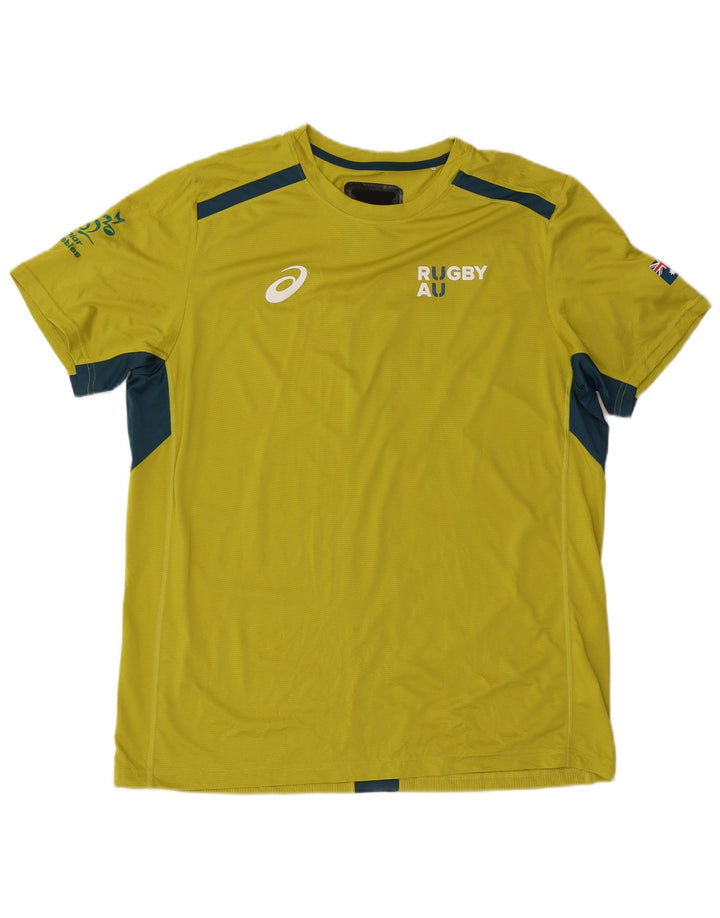 T-shirt grafica da uomo Asics Top 2XL Poliestere color block giallo
