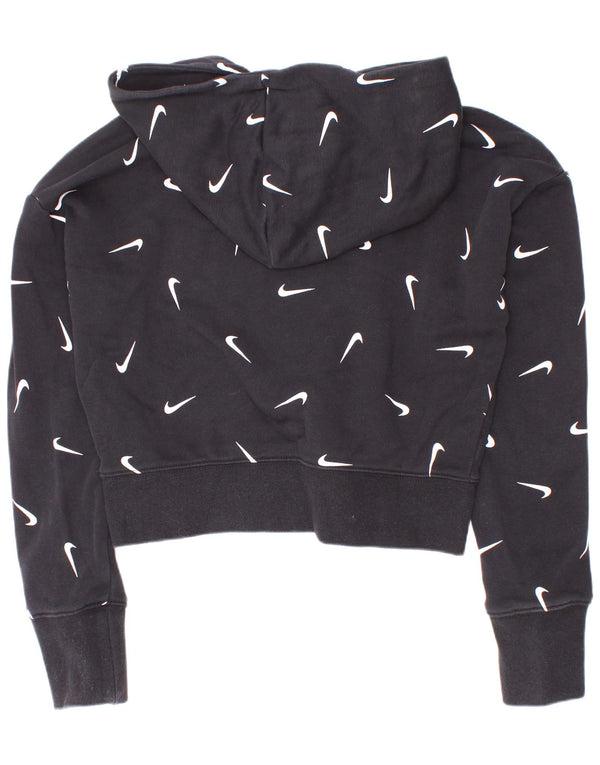 Felpa con cappuccio Nike Crop Graphic Standard Fit per ragazze 10-11 anni media nera