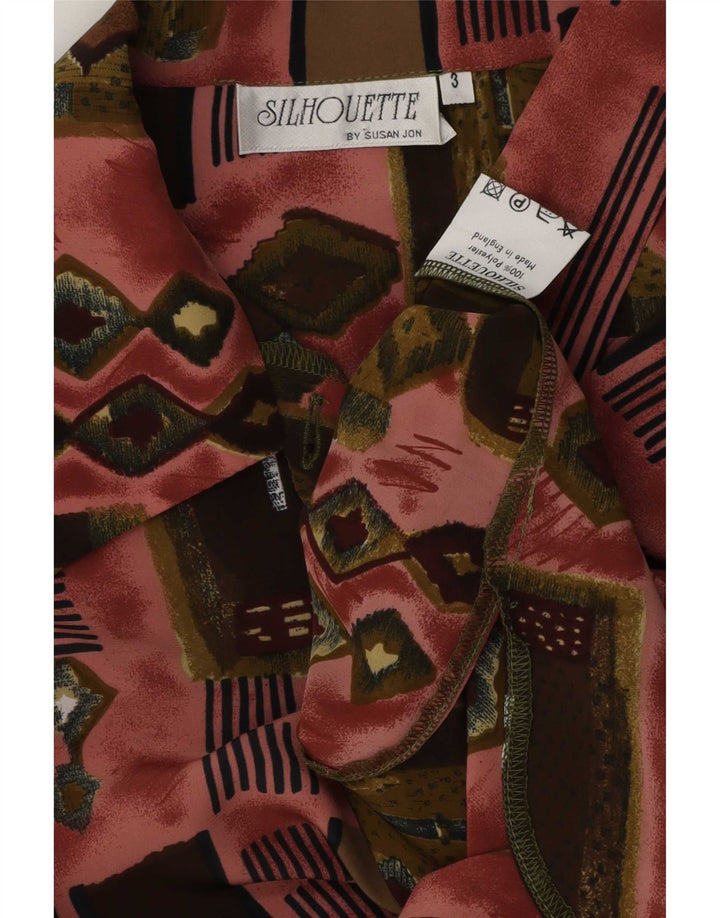 Camicetta camicia da donna Silhouette UK 16 grande geometrica multicolore