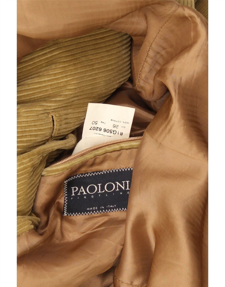 Giacca Blazer da Uomo in Velluto a Coste a 3 Bottoni Paoloni IT 50 Large in Cotone Beige