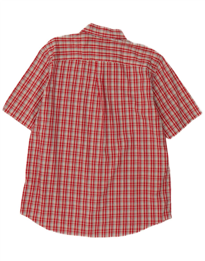 Eddie Bauer Camicia a maniche corte antirughe da uomo a quadri rossi grandi