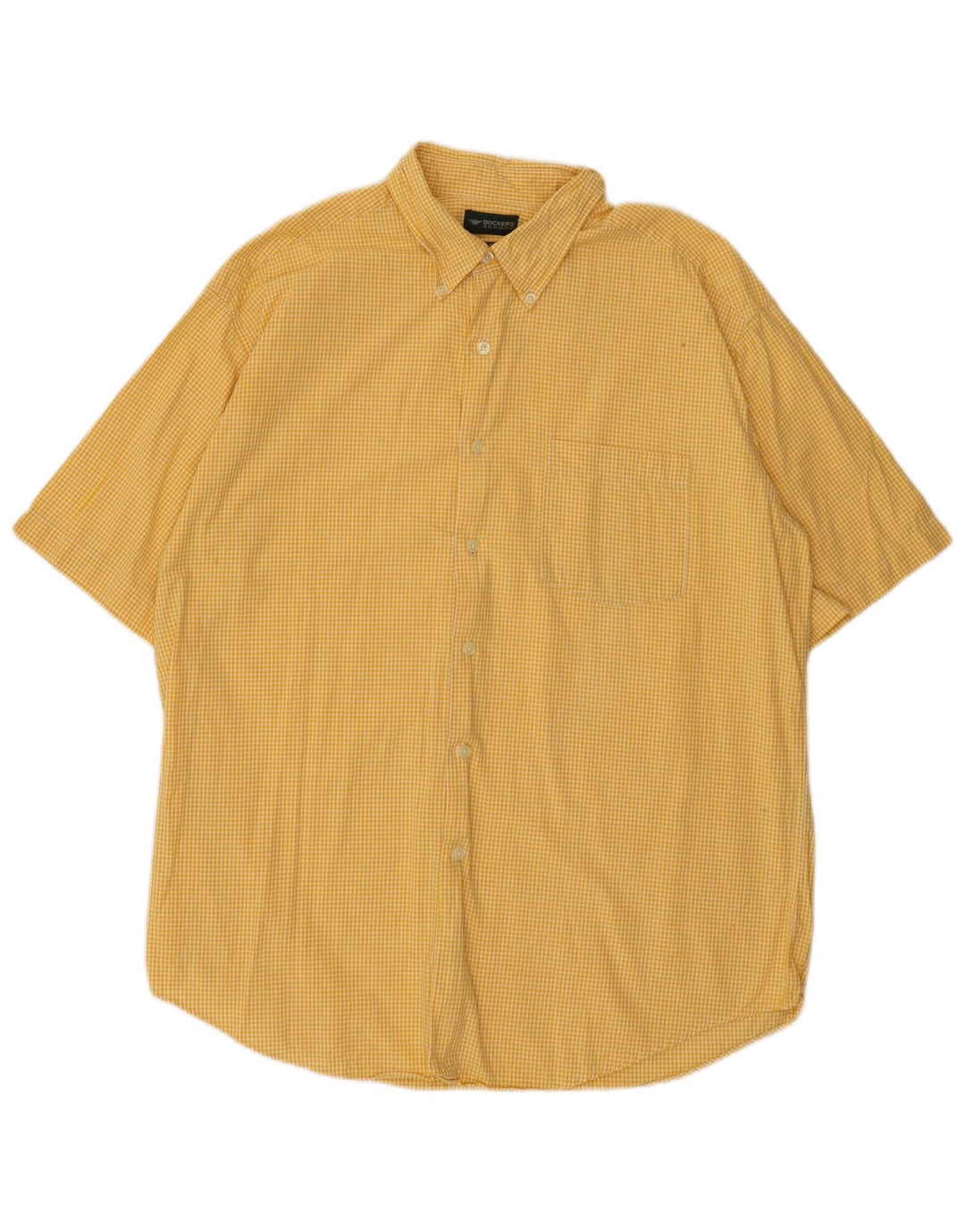 Camicia a maniche corte da uomo Dockers grande in cotone a quadretti giallo