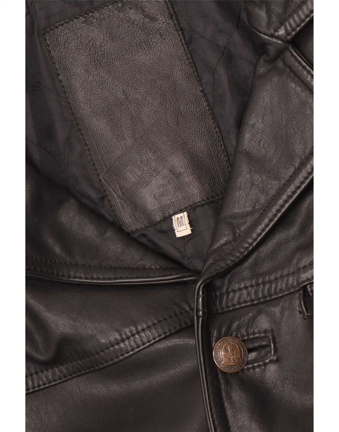 Giacca in pelle vintage da uomo UK 38 media nera