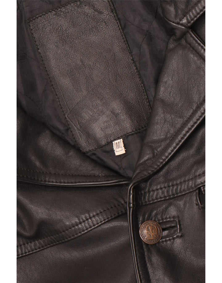 Giacca in pelle vintage da uomo UK 38 media nera