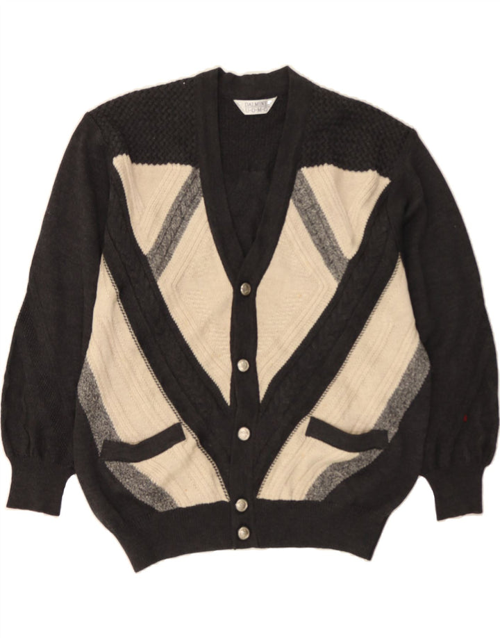 DALMINE Mens Cardigan Sweater IT 50 Medium Grey Colourblock Wool Vintage DALMINE and Second-Hand DALMINE from Messina Hembry 