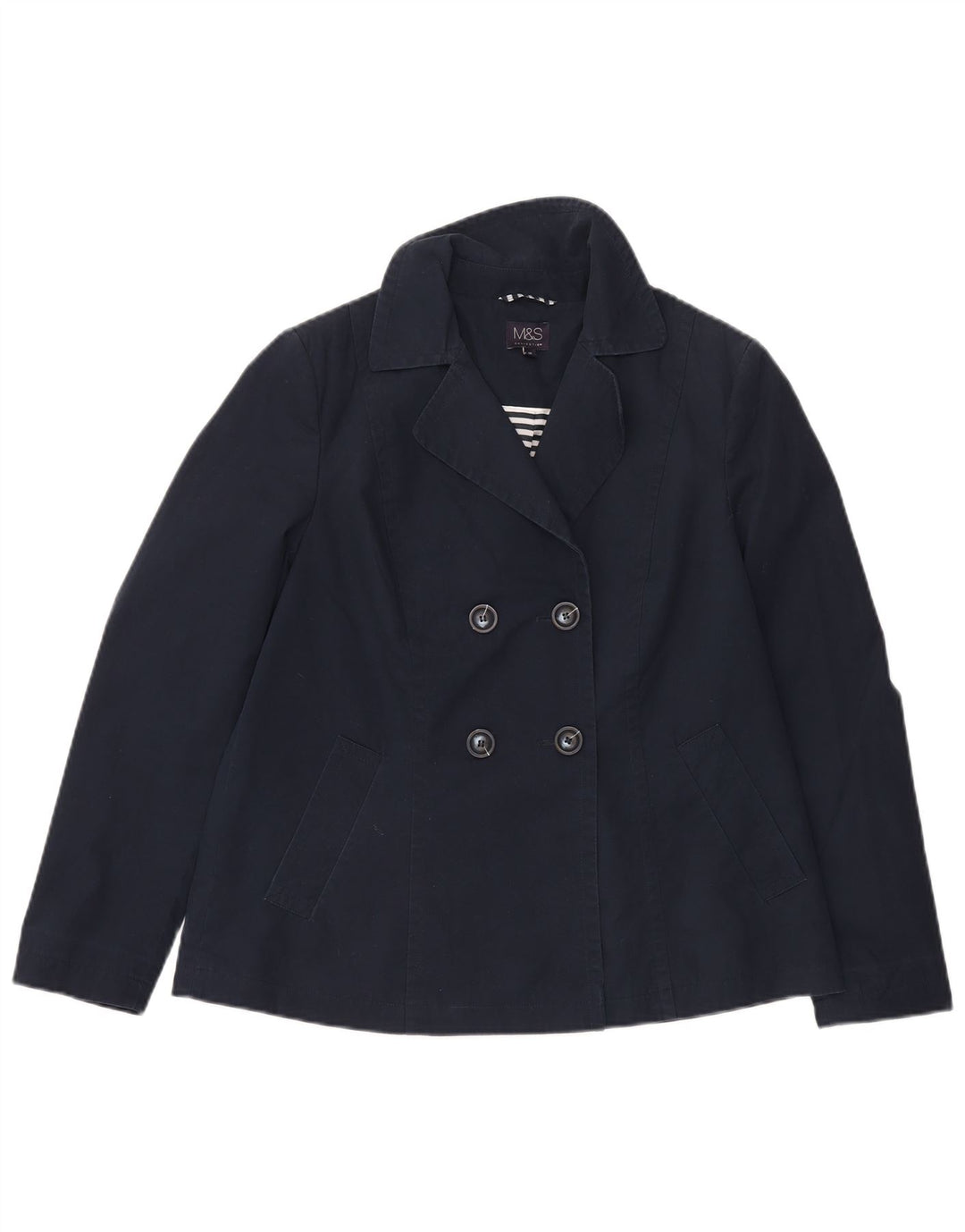 Cappotto da marinaio da donna Marks & Spencer UK 10 piccolo cotone blu navy