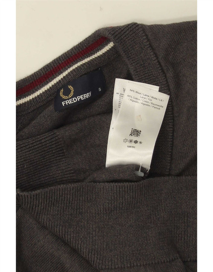 Maglione cardigan da uomo Fred Perry piccolo in lana grigia