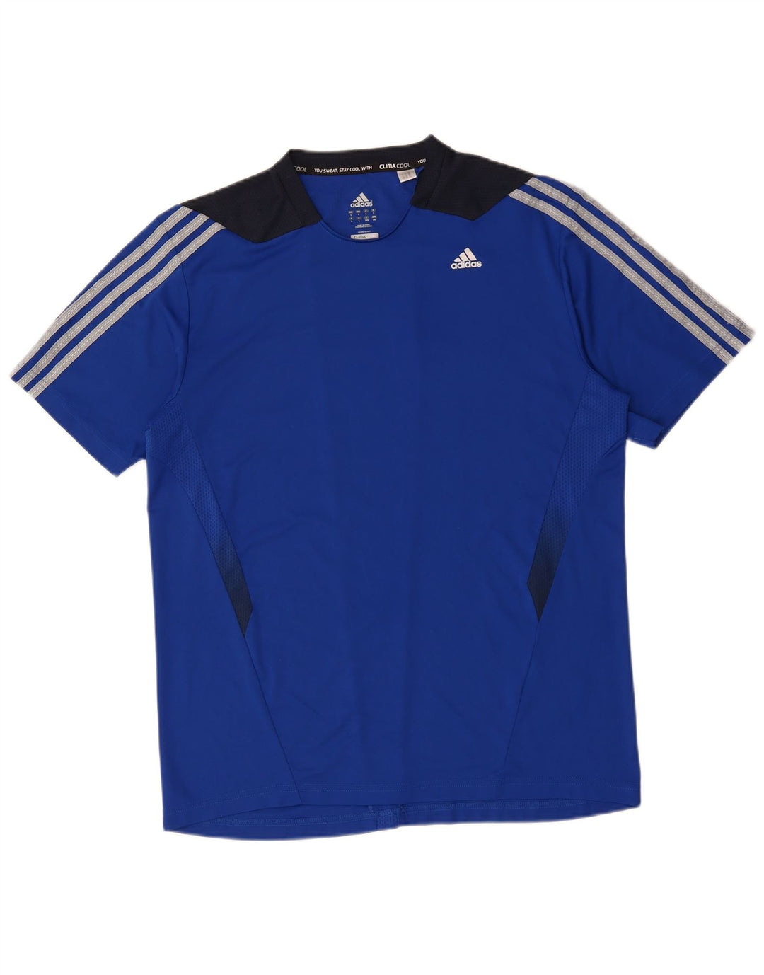 T-shirt ADIDAS da uomo Climacool Top grande in poliestere color block blu