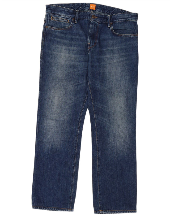 Jeans dritti da uomo HUGO BOSS W34 L30 cotone blu