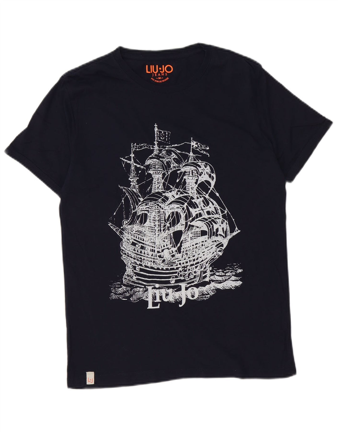 T-shirt grafica da uomo Liu Jo Top in cotone blu navy medio