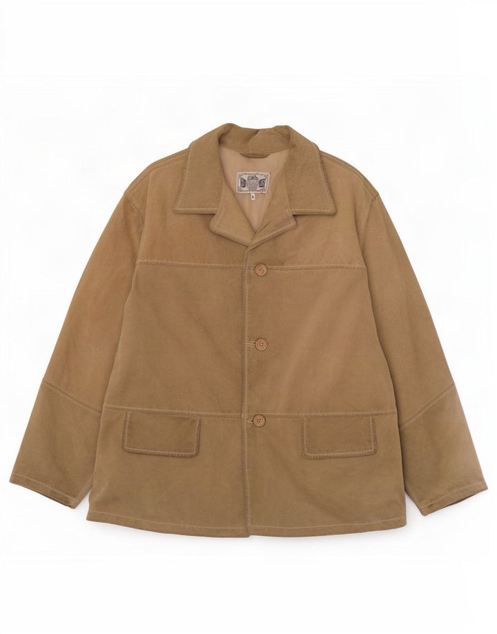 Giacca vintage in pelle scamosciata da uomo UK 38 in pelle beige media