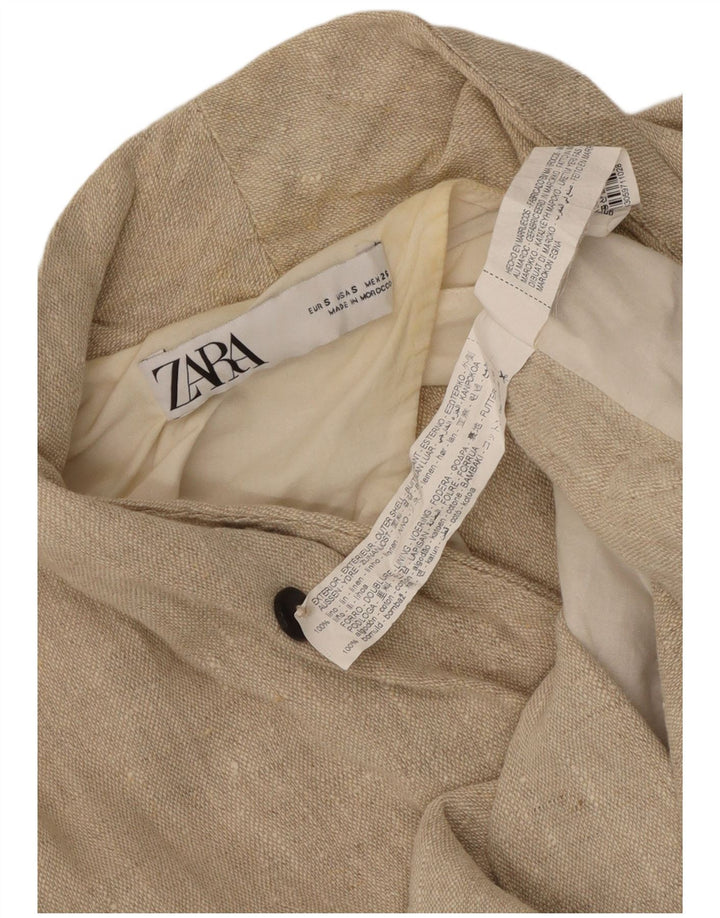 Giacca blazer doppiopetto oversize da donna Zara UK 10 piccola in lino beige