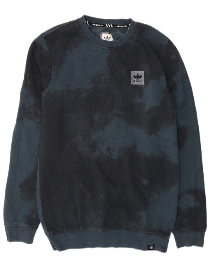 Felpa Adidas da uomo maglione piccolo blu in cotone tie dye