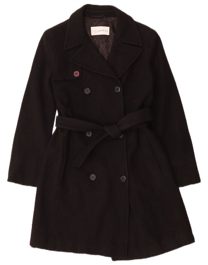 Cappotto doppiopetto da donna Lineaemme UK 8 piccolo in lana nera