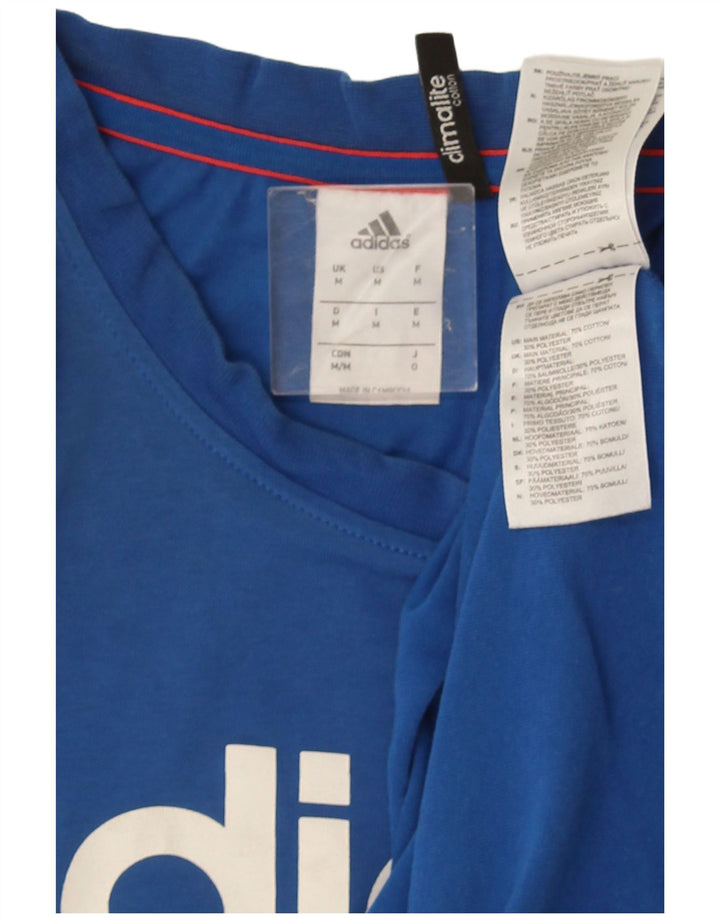 T-shirt grafica Adidas Climalite da uomo in cotone blu medio