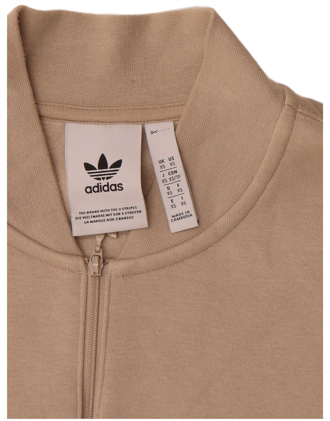 Felpa ADIDAS da uomo con collo con zip grafica, maglione XS, cotone color block beige