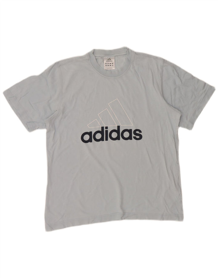 T-shirt grafica da uomo a maniche corte Adidas Top in cotone blu medio