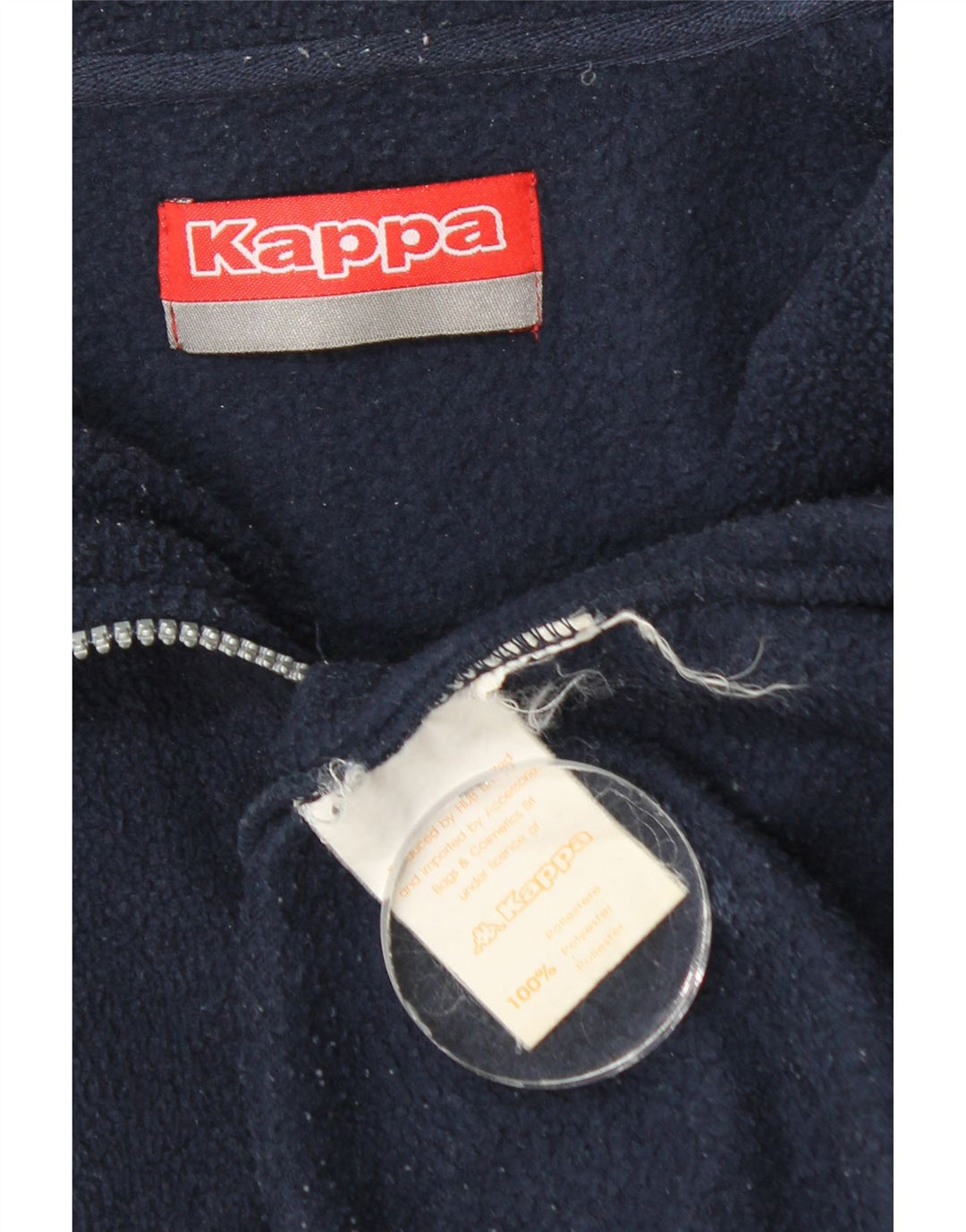Maglione in pile da uomo Kappa con zip e collo grande in poliestere blu navy