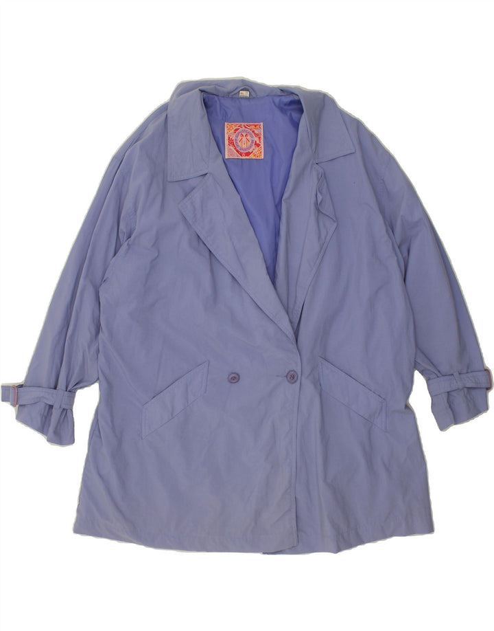 VINTAGE Womens Overcoat EU 42 Large Blue Cotton | Vintage Vintage | Thrift | Second-Hand Vintage | Used Clothing | Messina Hembry 
