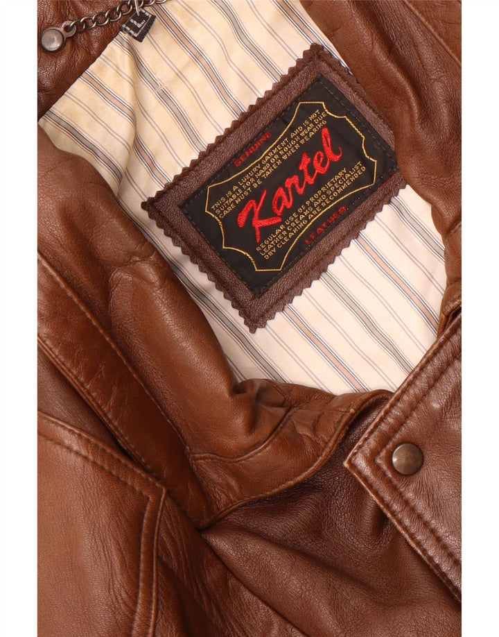 Giacca in pelle da uomo Kartel UK 40 Large in pelle marrone