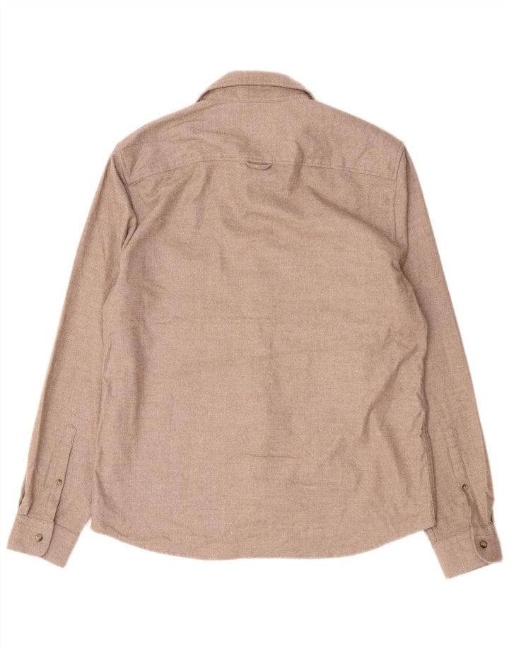 Camicia Reiss da uomo vestibilità regolare in flanella XL poliestere chiazzato beige
