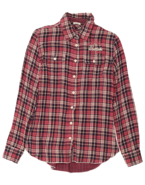 Replay Camicia da donna in flanella con grafica vestibilità ragazzo UK 10 piccolo quadretto rosso