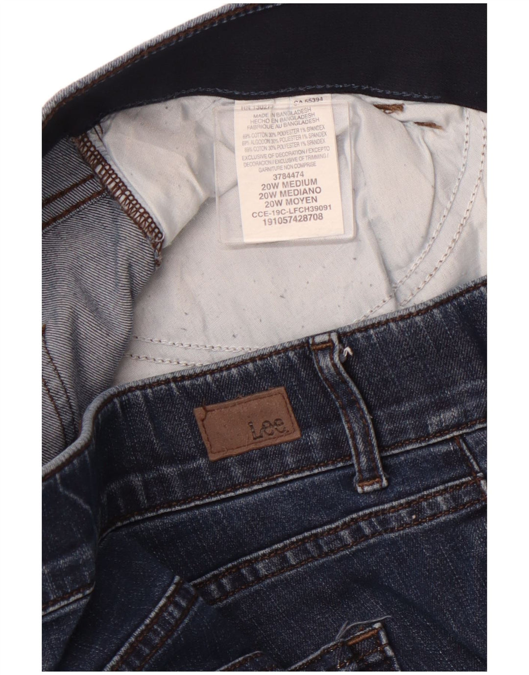 Pantaloncini di jeans LEE da donna a vita media con vestibilità regolare US 20 3XL W40 cotone blu