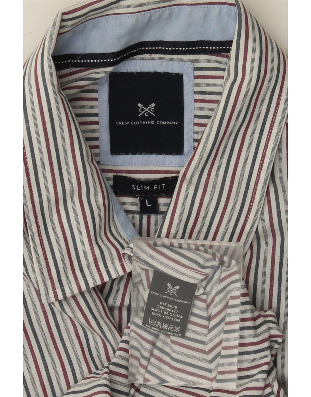 CREW CLOTHING Camicia da uomo slim fit grande in cotone gessato multicolore
