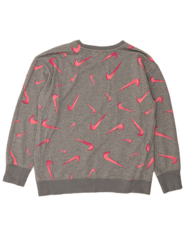 Felpa grafica per ragazze NIKE, maglione 13-14 anni, XL, grigio geometrico