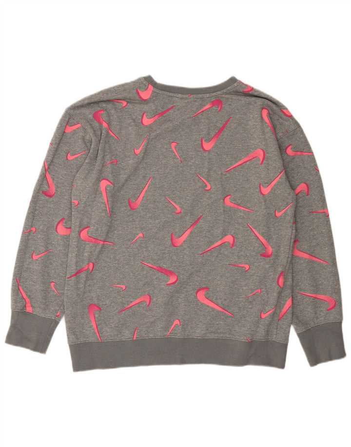 Felpa grafica per ragazze NIKE, maglione 13-14 anni, XL, grigio geometrico