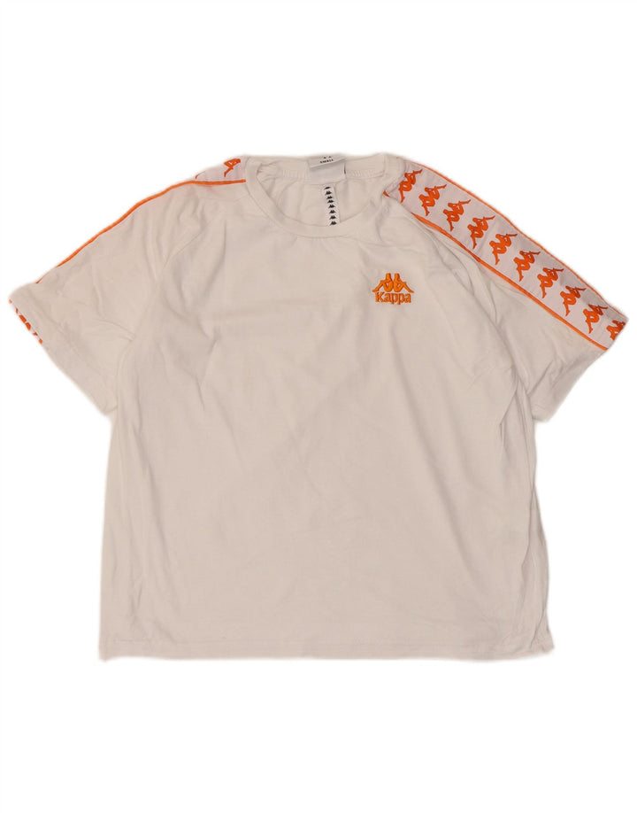 T-shirt grafica da donna Kappa Top UK 10 piccola in cotone bianco