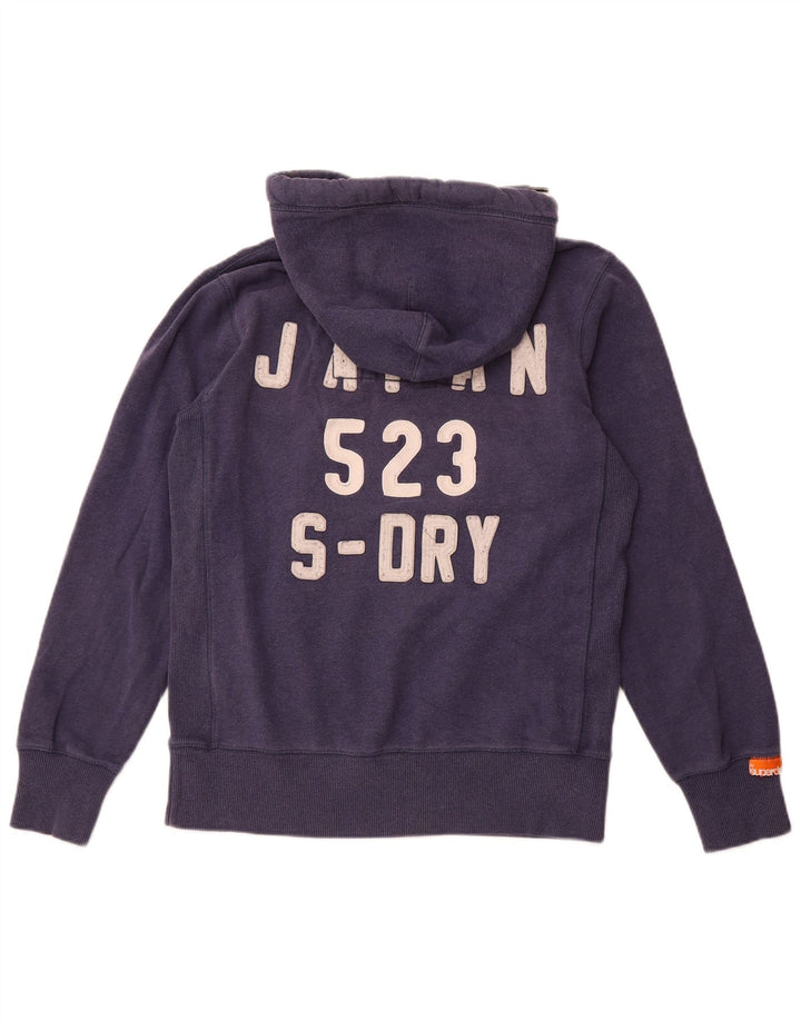 Maglione con cappuccio grafico da uomo SUPERDRY in cotone blu navy medio