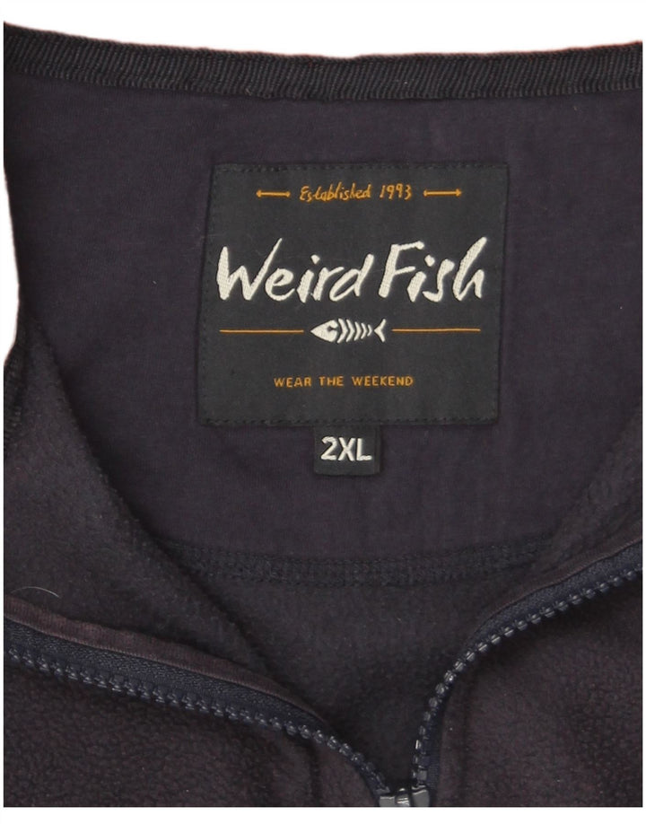 Maglione in pile da uomo con collo con zip Weird Fish 2XL poliestere blu navy