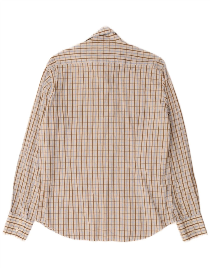 Camicia da uomo Ted Baker taglia 3 cotone a quadri beige medio
