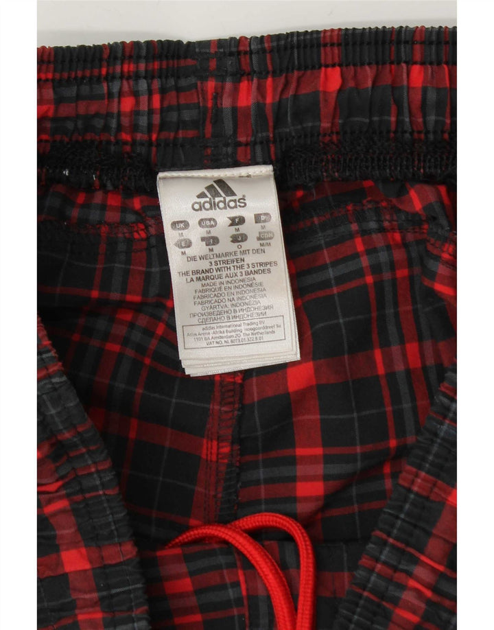 Pantaloncini sportivi Adidas da uomo in poliestere a quadri rossi medi