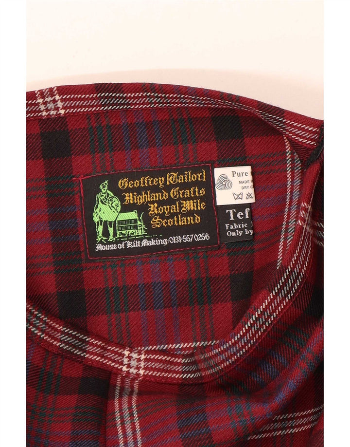 Gonna a portafoglio a pieghe vintage da donna W30 in lana a quadri rossi medi