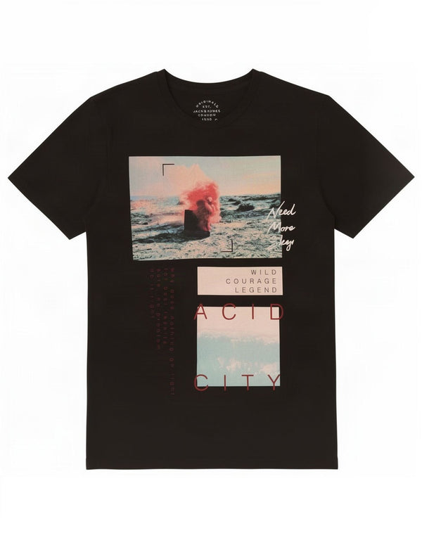 T-shirt grafica da uomo Jack & Jones Top in cotone nero medio