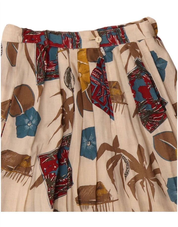 Gonna longuette da donna vintage W28 media floreale bianco sporco