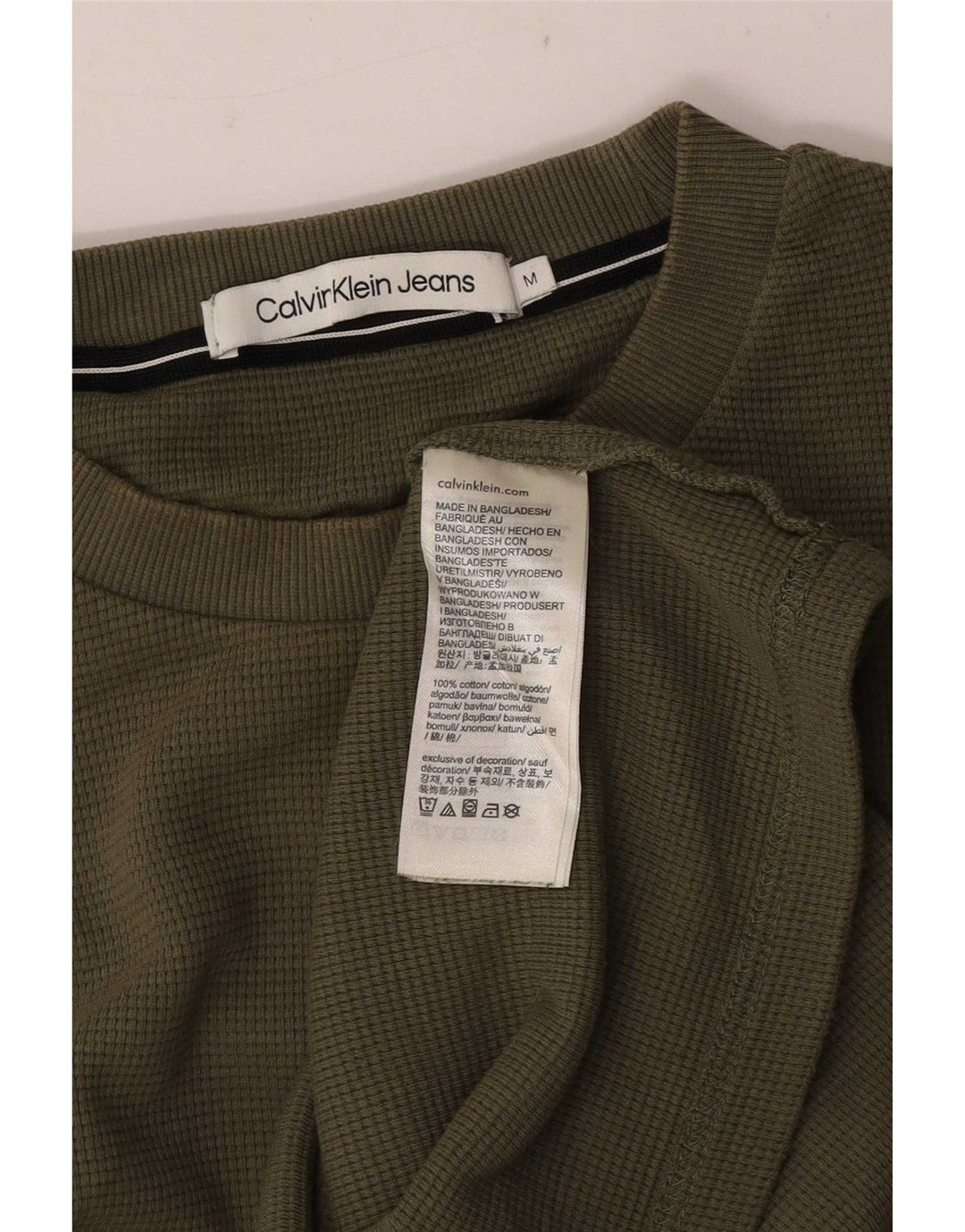 Calvin Klein Jeans Top grafico da uomo a maniche lunghe in cotone kaki medio