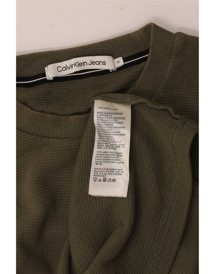 Calvin Klein Jeans Top grafico da uomo a maniche lunghe in cotone kaki medio