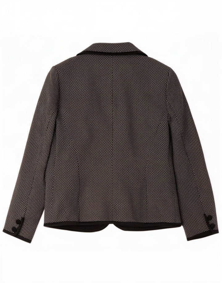 Luisa Spagnoli Giacca Blazer a 3 Bottoni da Donna UK 10 Piccola Lana Macchiata Nera