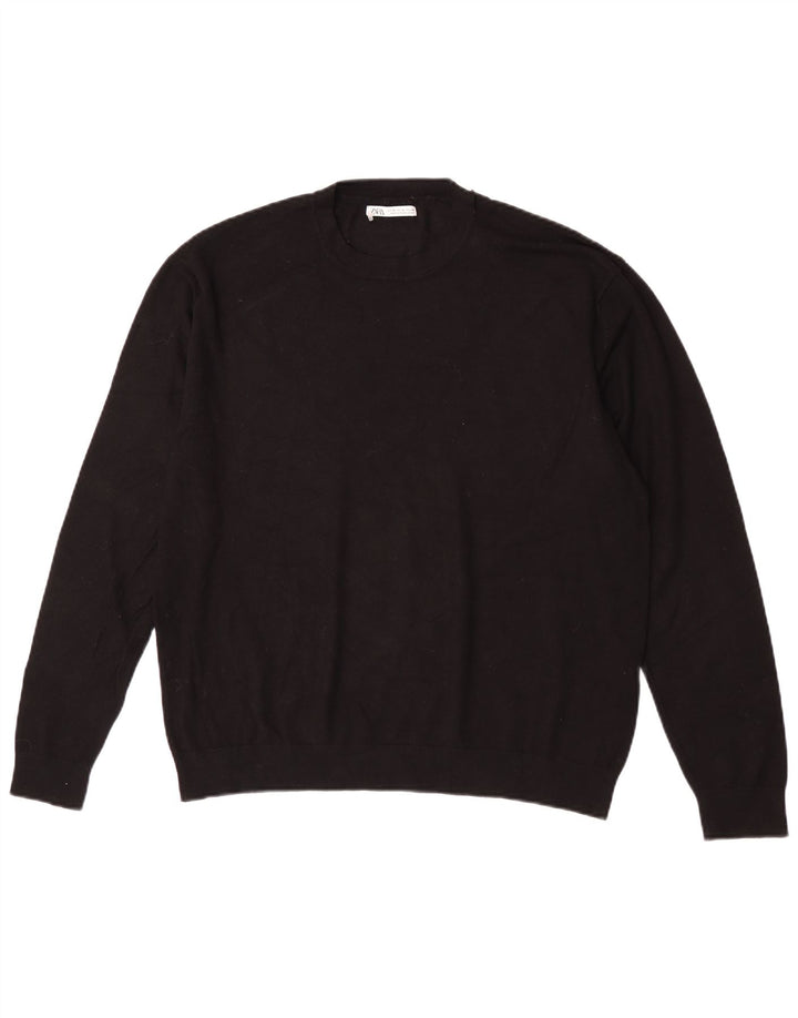 Maglione Zara da uomo girocollo in viscosa nera media