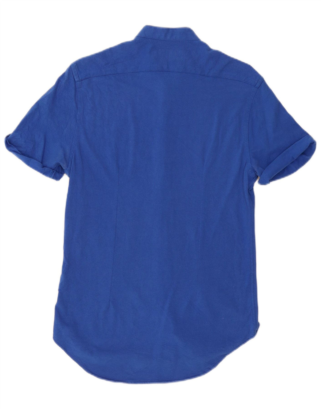 Camicia ZARA da uomo slim fit a maniche corte in cotone blu medio