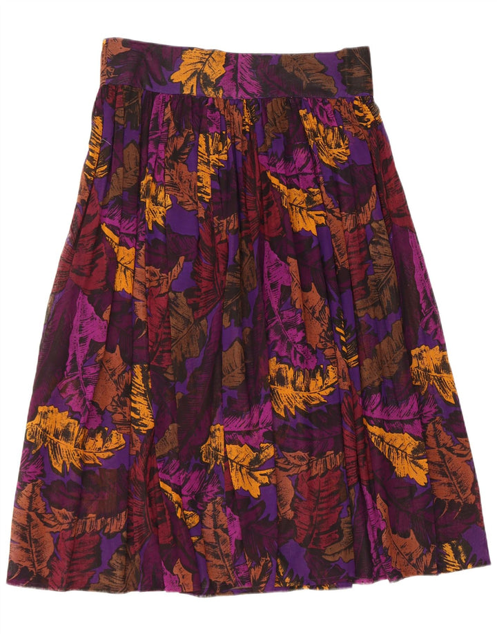 Gonna a pieghe vintage da donna US 6 media W32 floreale multicolore
