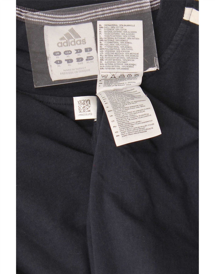Top Adidas da uomo a maniche lunghe XL in cotone blu navy