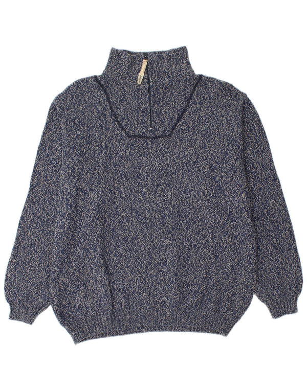 Maglione da uomo con zip e collo Avirex 2XL cotone screziato blu navy